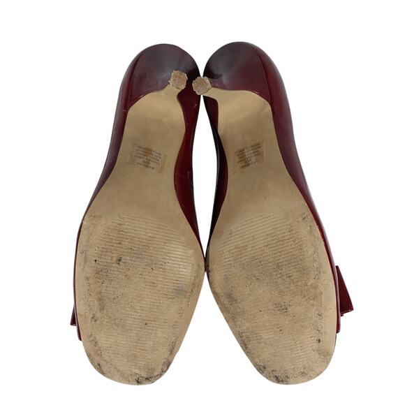 JESSICA SIMPSON! RICH RUBY RED PATENT LEATHER BOW FRONT PUMPS, HEELS! SZ 8B - Picture 9 of 10